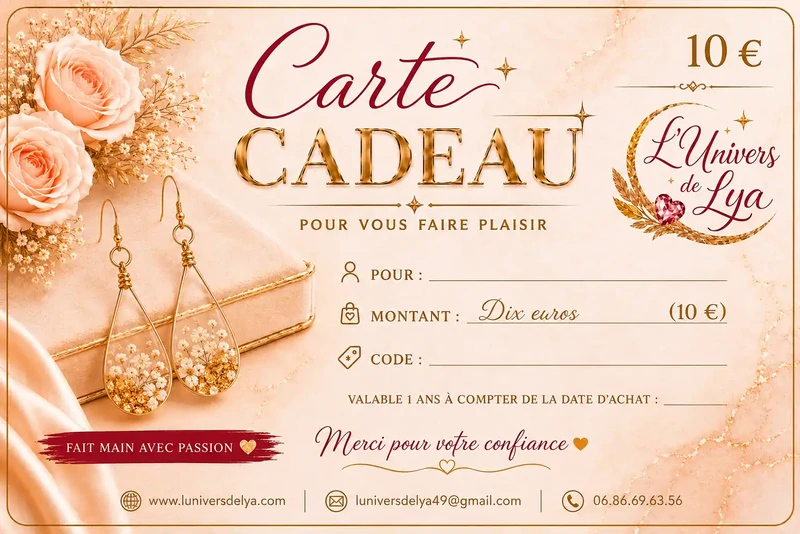 Carte Cadeau 10 €  L’Univers de Lya