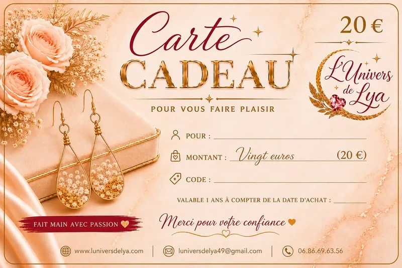 Carte Cadeau  20 € L’Univers de Lya