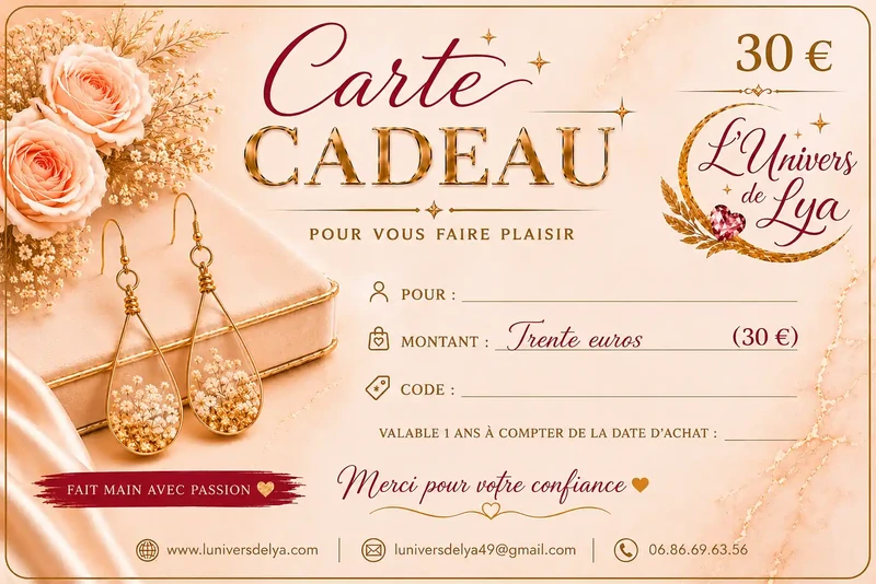 Carte Cadeau 30 € L’Univers de Lya