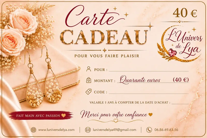 Carte cadeau 40 € L’Univers de Lya