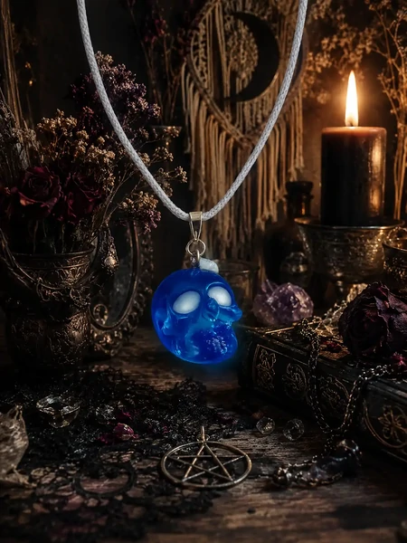 Collier crâne bleu
