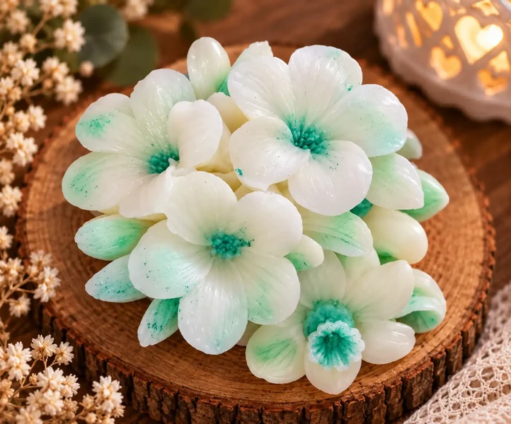 Bouquet Cerisiers & Narcisses ivoires et vertes