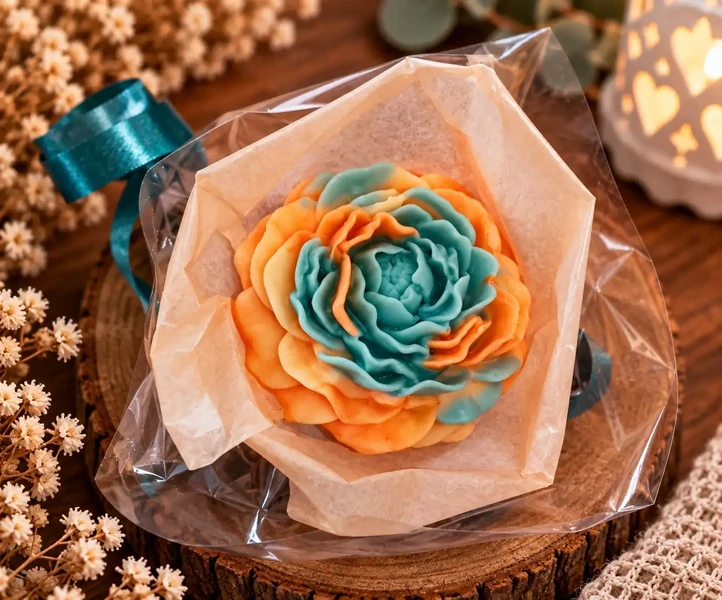 Pivoine orange et vert