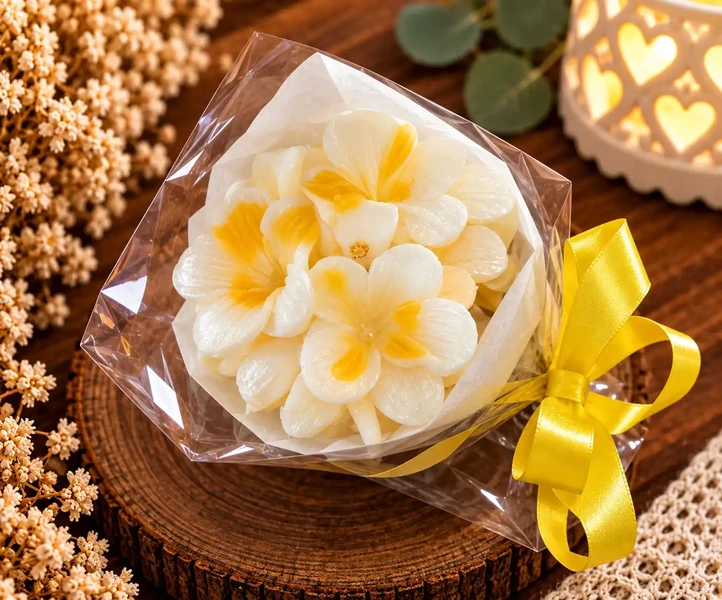 fleurs de cerisier ivoire et jaune